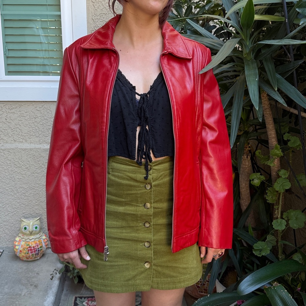 Dark Red Leather Wilsons Leather Jacket - Picture 3 of 16